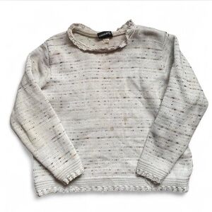 Cream Speckled Crop Crewneck Sweater | Size Large